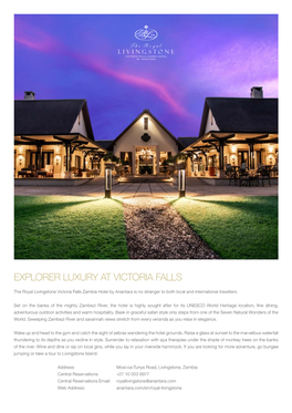 Explorer Luxury at Victoria Falls