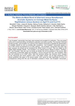 The Molecule-Metal Bond of Alternant Versus Nonalternant Aromatic Systems on Coinage Metal Surfaces: Naphthalene Versus Azulene on Ag(111) and Cu(111) Benedikt P