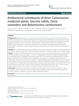 Antibacterial Constituents of Three Cameroonian