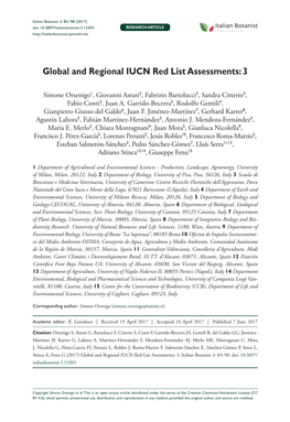 Global and Regional IUCN Red List Assessments: 3 83 Doi: 10.3897/Italianbotanist.3.13303 RESEARCH ARTICLE