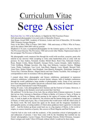 Curriculum Vitae Serge Assier