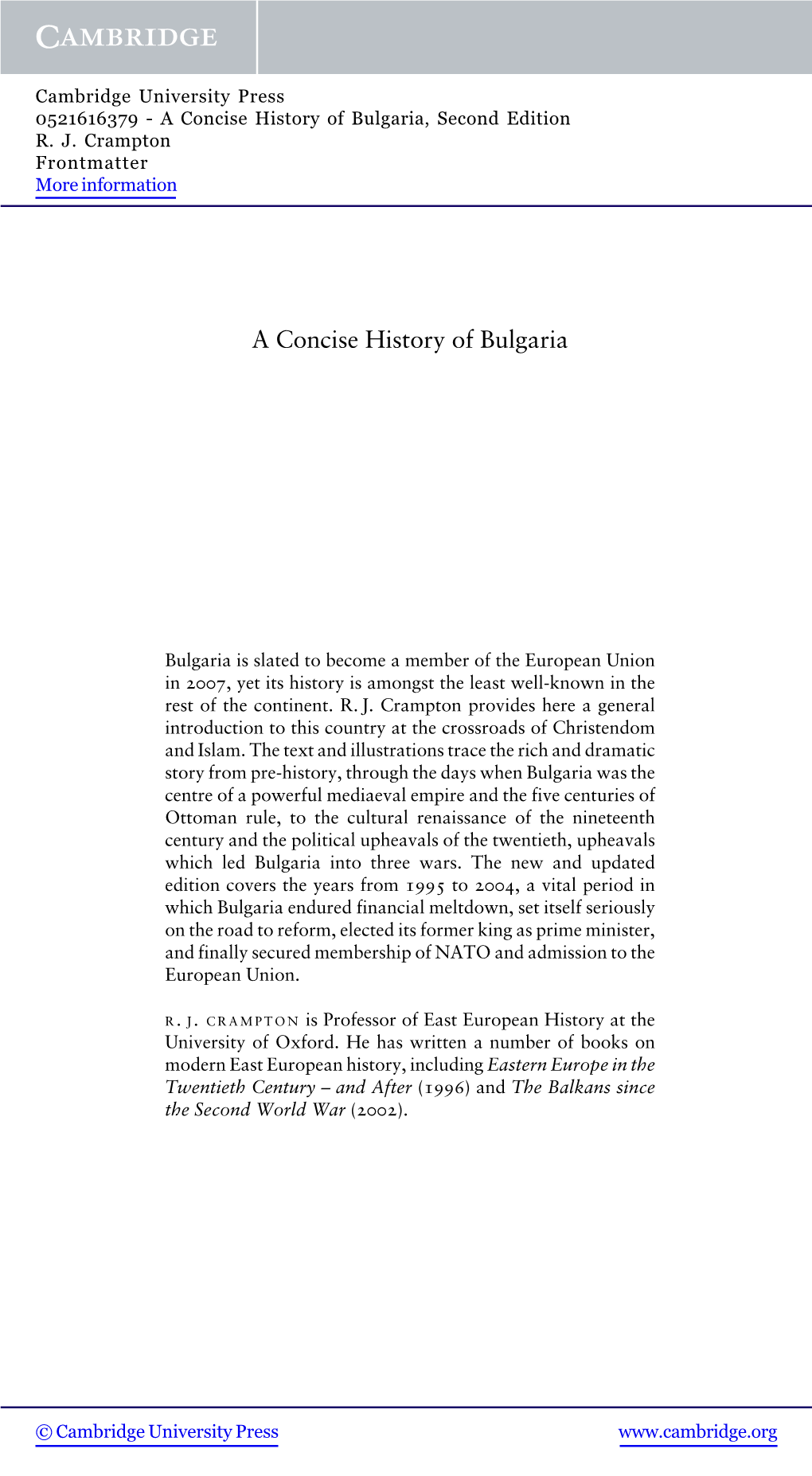 A Concise History of Bulgaria, Second Edition R