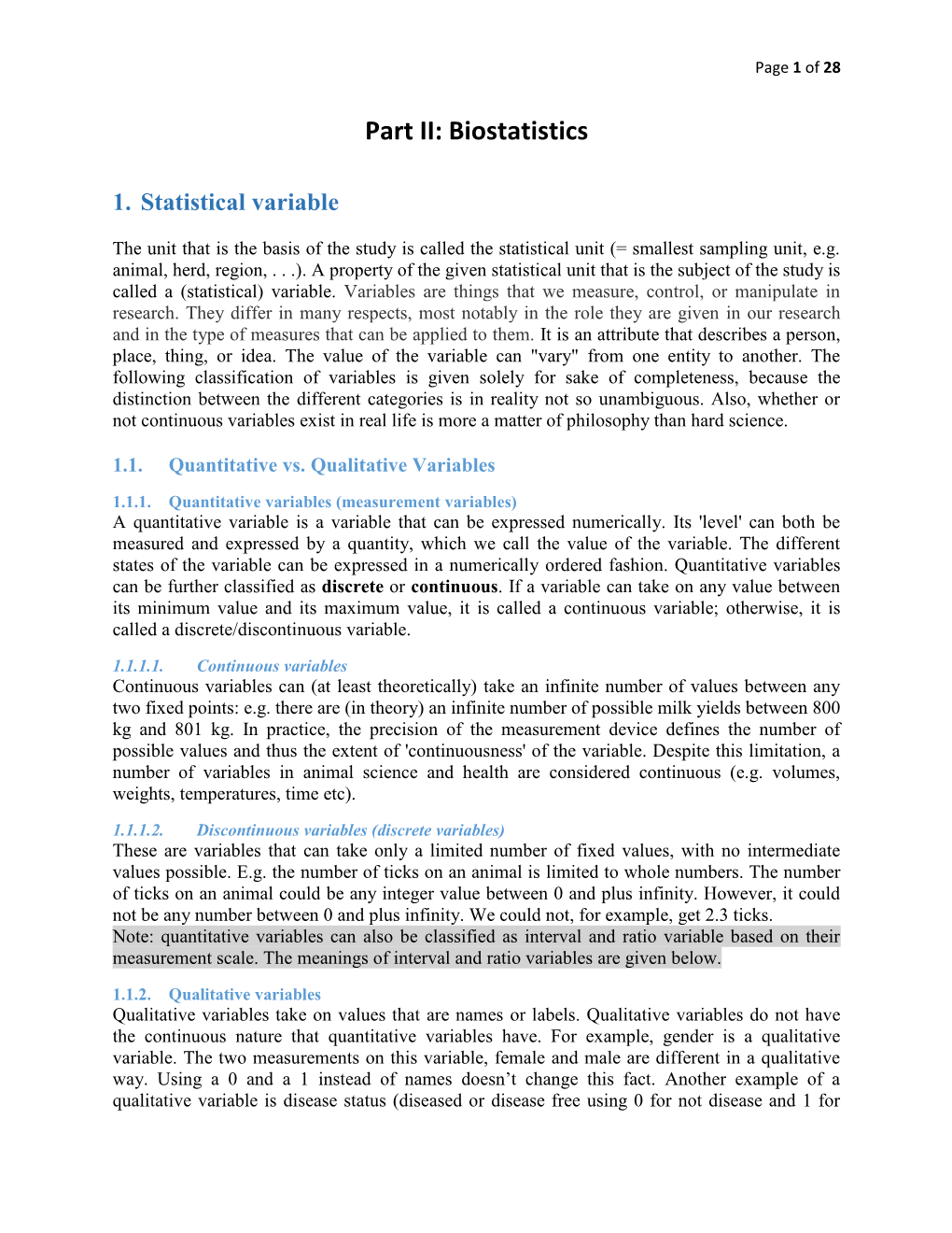 Part II: Biostatistics