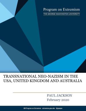 Transnational Neo-Nazism in the Usa, United Kingdom and Australia