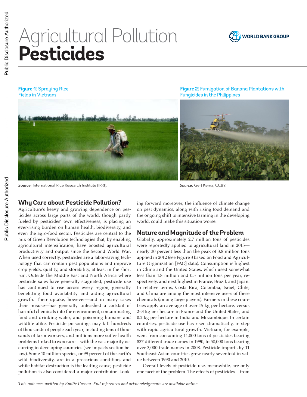 Agricultural Pollution Pesticides Public Disclosure Authorized