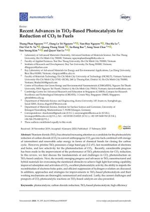 Recent Advances in Tio2-Based Photocatalysts for Reduction of CO2 to Fuels