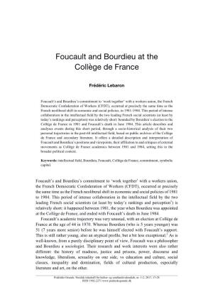 Foucault and Bourdieu at the Collège De France