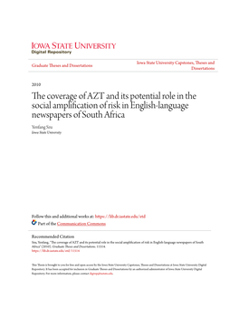 The Coverage of AZT and Its Potential Role in the Social Amplification of Risk in English-Language Newspapers of South Africa Yenfang Szu Iowa State University