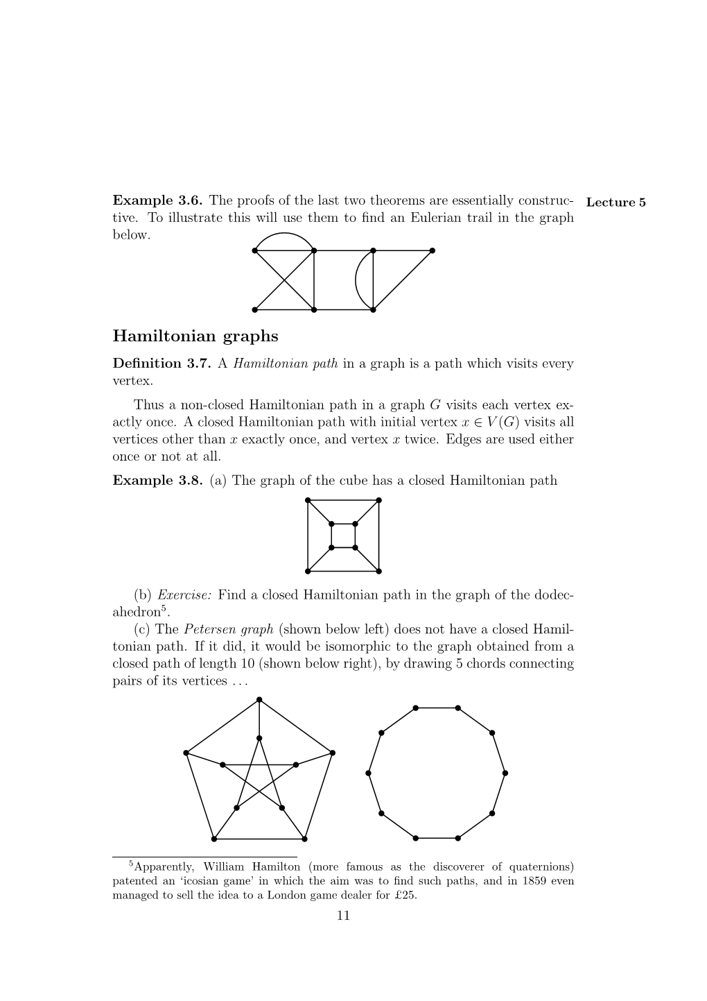 Hamiltonian Graphs Deﬁnition 3.7