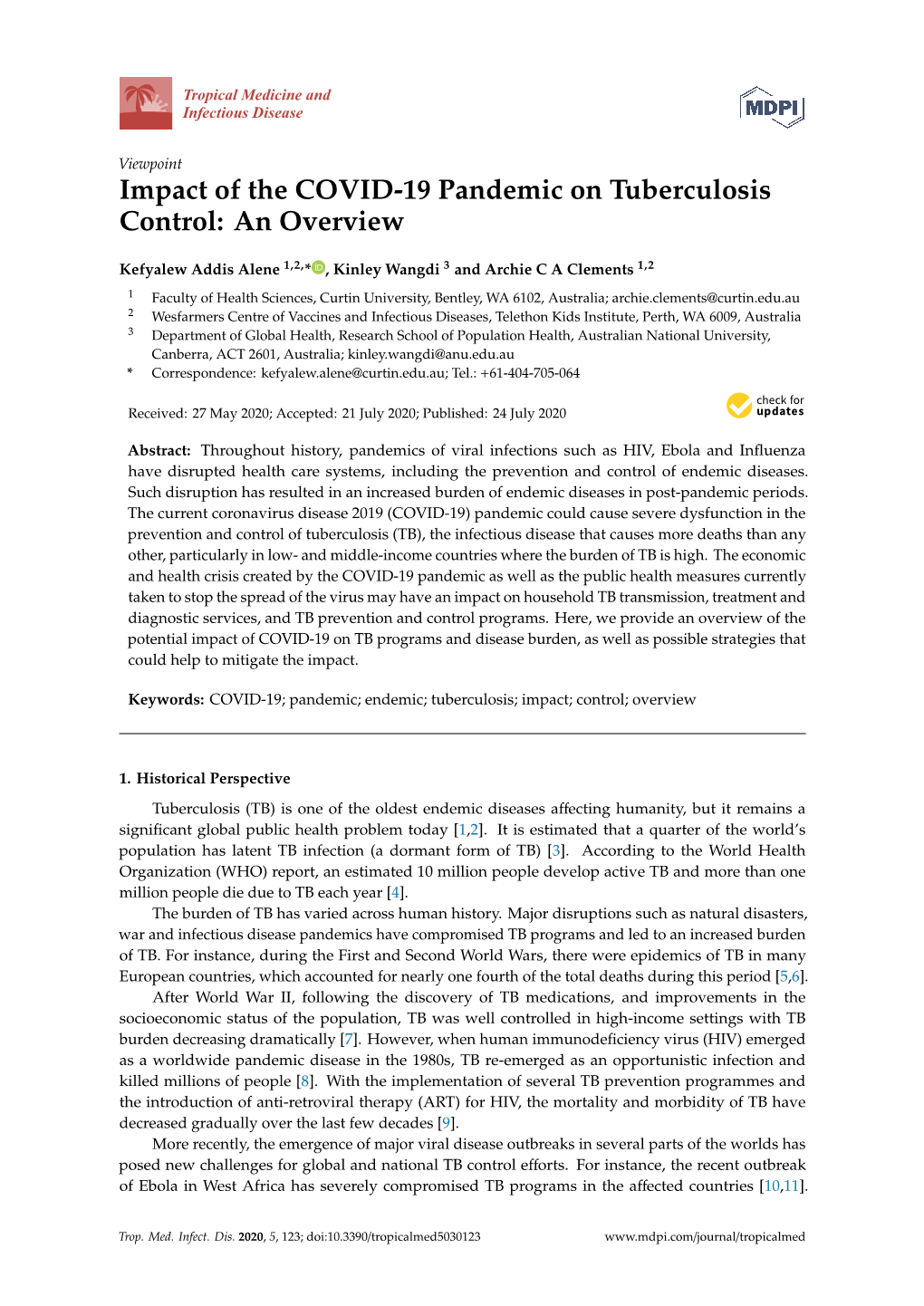 Impact of the COVID-19 Pandemic on Tuberculosis Control: an Overview