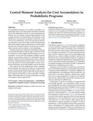 Central Moment Analysis for Cost Accumulators in Probabilistic Programs