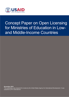 Concept Paper on Open Licensing for Ministries of Education in Low- and Middle-Income Countries