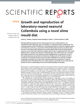 Growth and Reproduction of Laboratory-Reared Neanurid