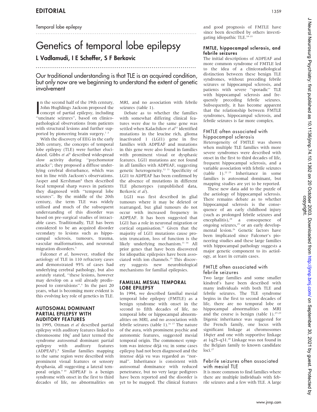 Genetics of Temporal Lobe Epilepsy