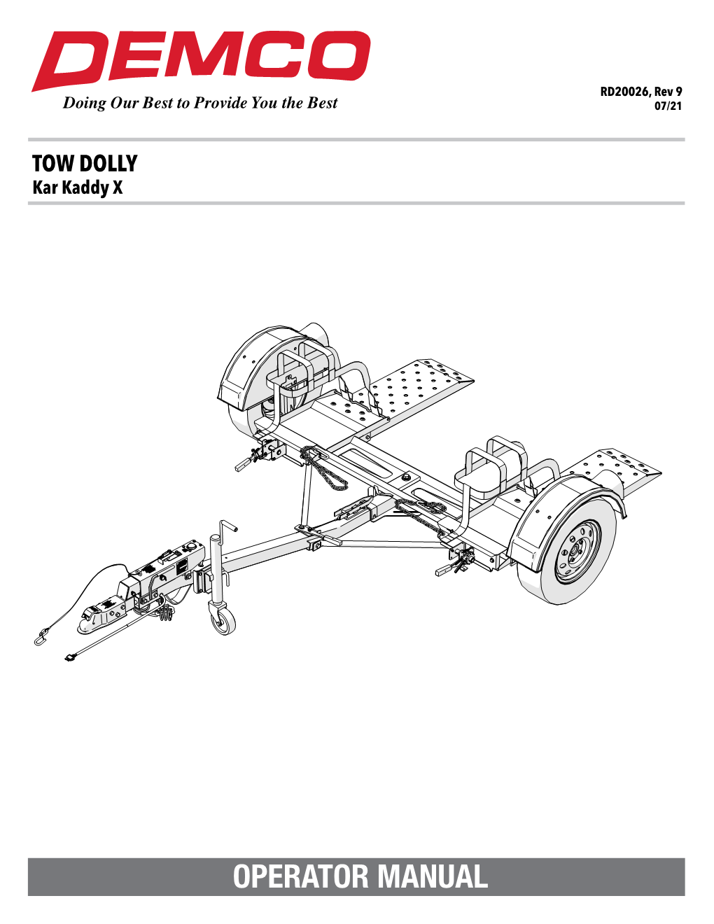 TOW DOLLY Kar Kaddy X General Information