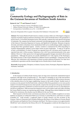 Community Ecology and Phylogeography of Bats in the Guianan Savannas of Northern South America