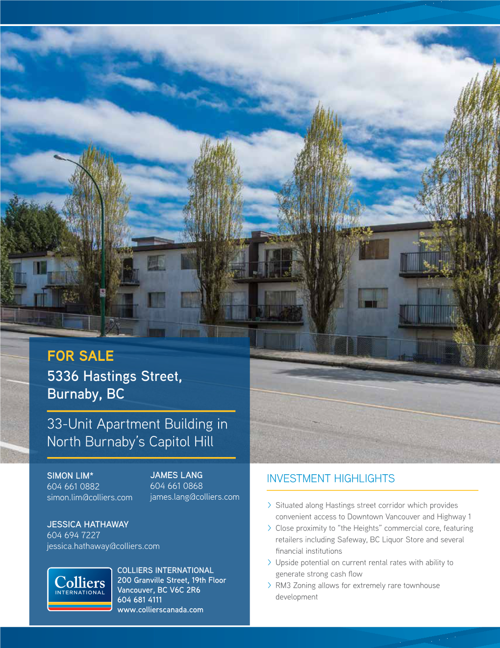 FOR SALE 5336 Hastings Street, Burnaby, BC 33-Unit Apartment Building in North Burnaby's Capitol Hill