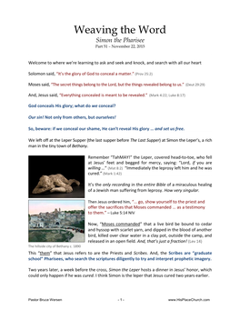 Simon the Pharisee Part 51 – November 22, 2015