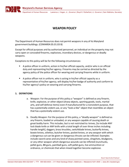 DHS Weapon Policy