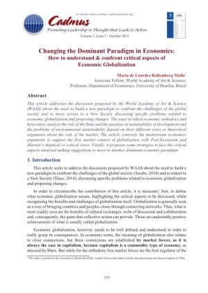 Changing the Dominant Paradigm in Economics: How to Understand & Confront Critical Aspects of Economic Globalization