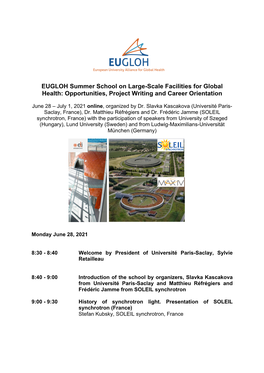 EUGLOH Summer School on Large-Scale Facilities for Global Health: Opportunities, Project Writing and Career Orientation