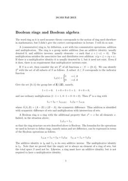 Boolean Rings and Boolean Algebra