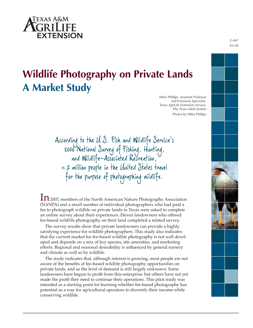 Wildlife Photography on Private Lands a Market Study