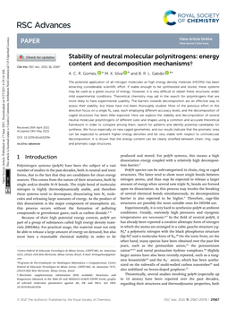 Energy Content and Decomposition Mechanisms† Cite This: RSC Adv.,2021,11,21567 A