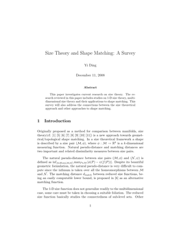 Size Theory and Shape Matching: a Survey