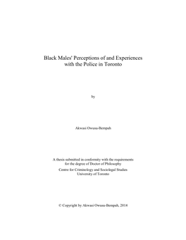 Black Males' Perceptions of and Experiences with the Police in Toronto