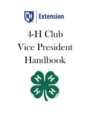 4-H Club Vice President Handbook Vice President’S Duties