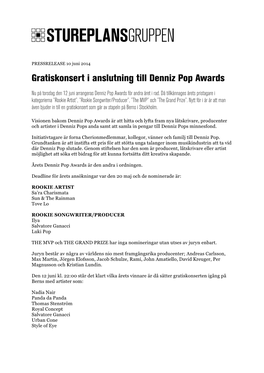 Press Denniz Pop Awards 10 Juni 2014