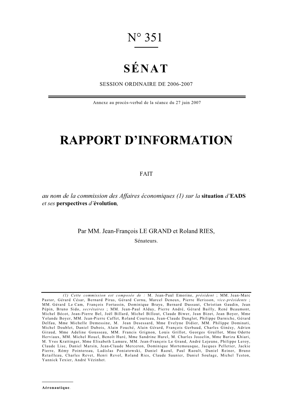 Rapport D'information