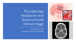 Thunderclap Headache and Subarachnoid Hemorrhage