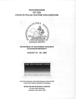 Proceedings of the Fourth Polar Diatom Colloquium
