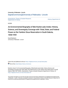 An Environmental Biography of Bde Ihanke-Lake Andes: History, Science, and Sovereignty Converge with Tribal, State, and Federal