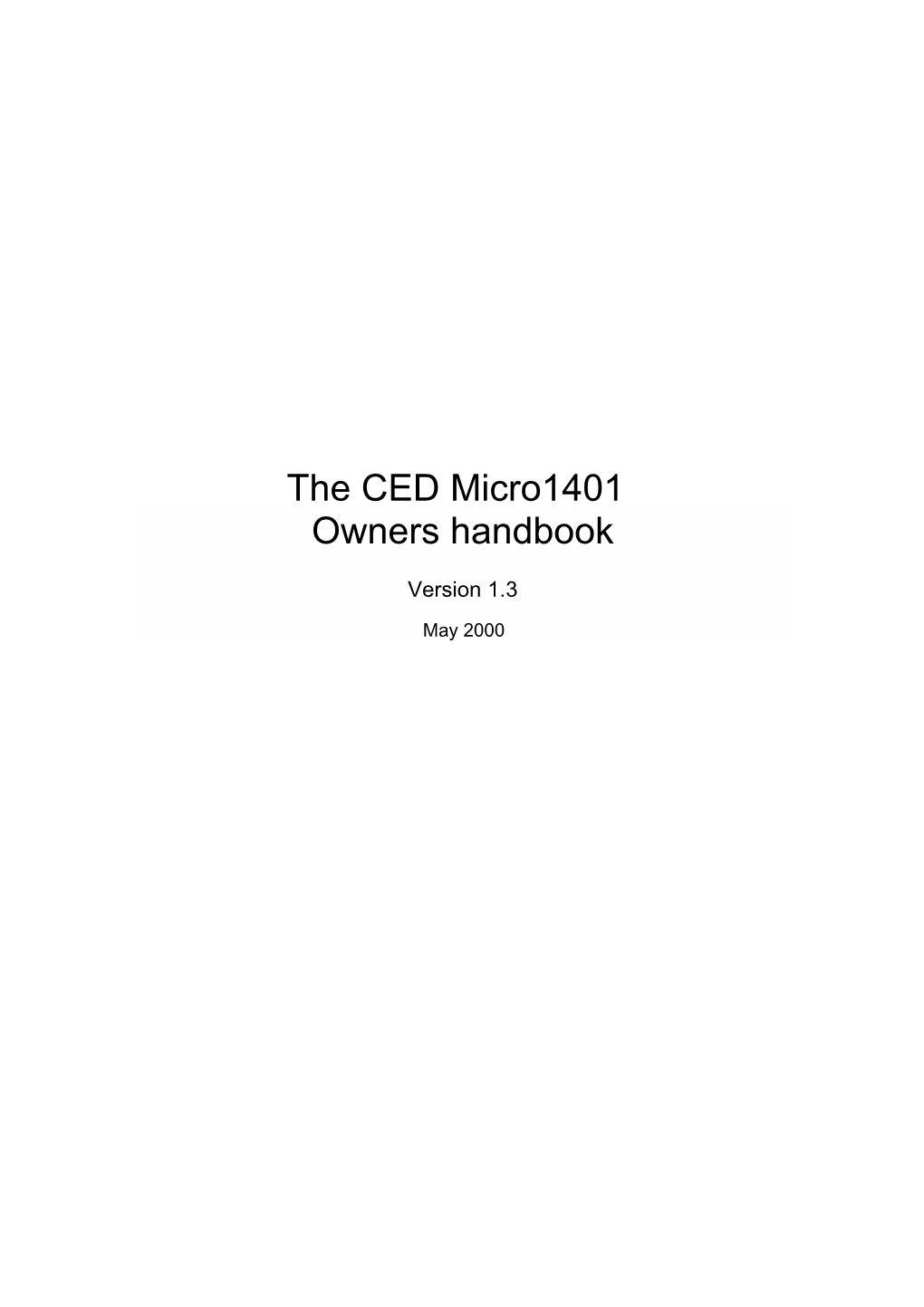 The CED Micro1401 Owners Handbook