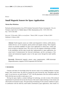 Small Magnetic Sensors for Space Applications