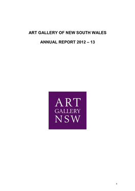 Art Gallery of New South Wales Annual Report 2012 – 13