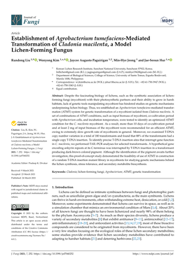 Establishment of Agrobacterium Tumefaciens-Mediated Transformation of Cladonia Macilenta, a Model Lichen-Forming Fungus