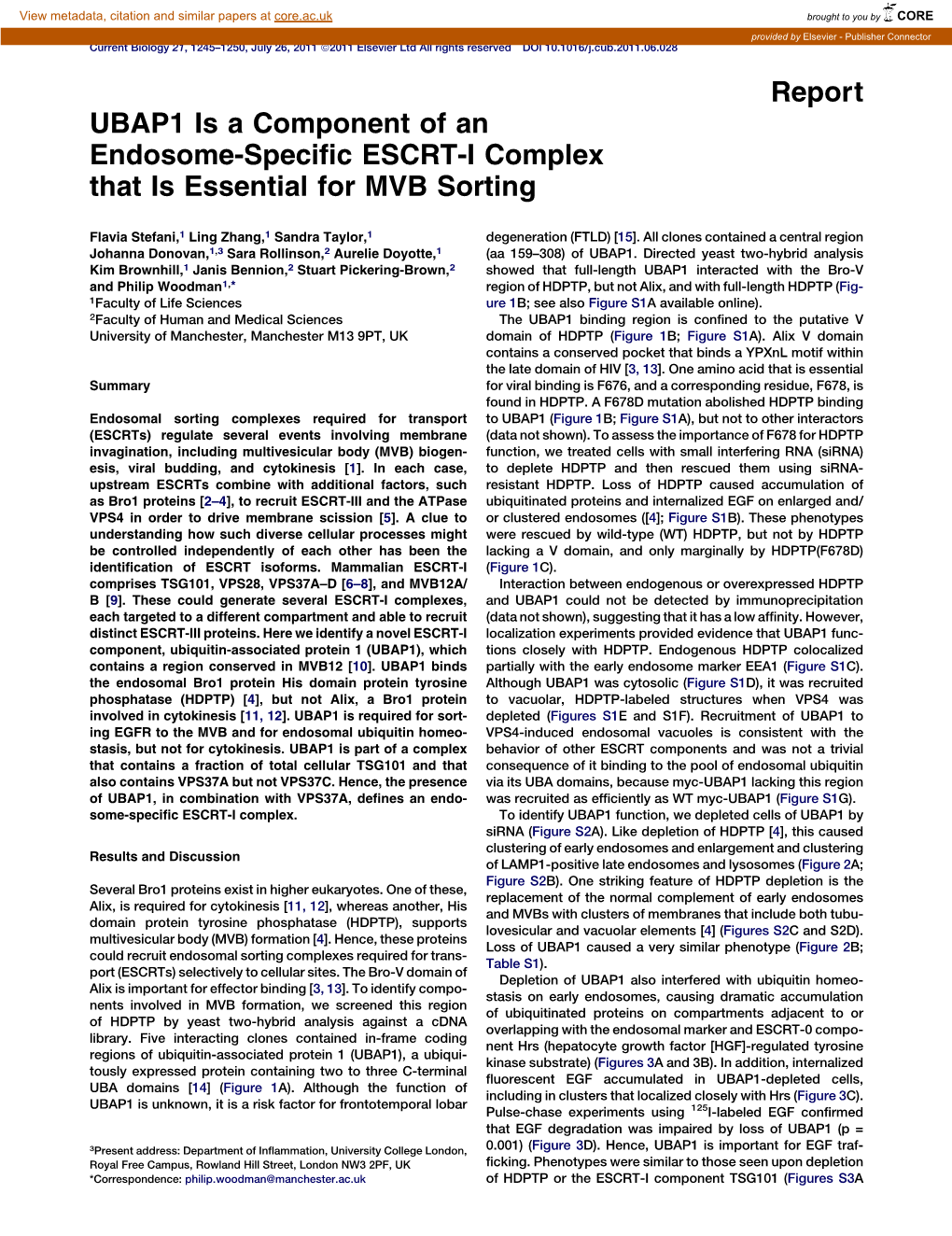 UBAP1 Is a Component of an Endosome-Specific ESCRT