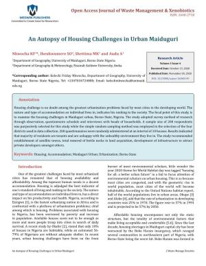 An Autopsy of Housing Challenges in Urban Maiduguri