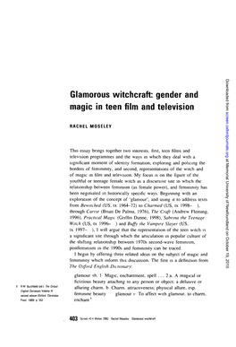Glamorous Witchcraft: Gender and Magic in Teen Film and Television Screen.Oxfordjournals.Org