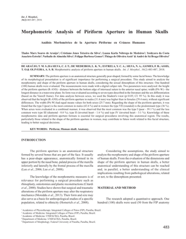 Morphometric Analysis of Piriform Aperture in Human Skulls