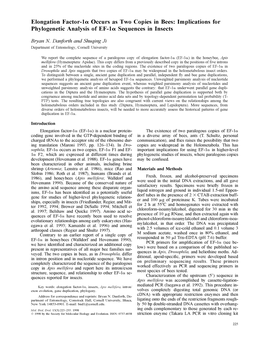 Implications for Phylogenetic Analysis of EF-La Sequences in Insects