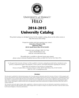 Abridged 2014-2015 University Catalog