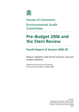 Pre–Budget 2006 and the Stern Review