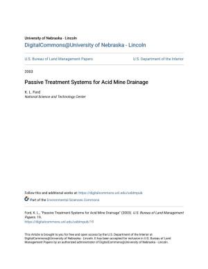 Passive Treatment Systems for Acid Mine Drainage