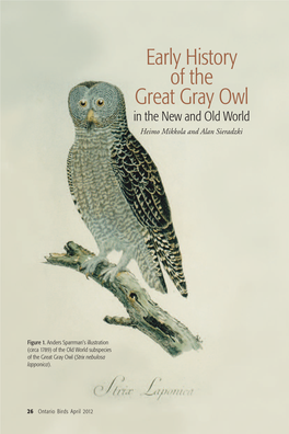 Early History of the Great Gray Owl in the New and Old World Heimo Mikkola and Alan Sieradzki