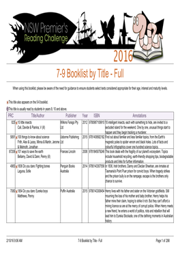 7-9 Booklist by Title - Full